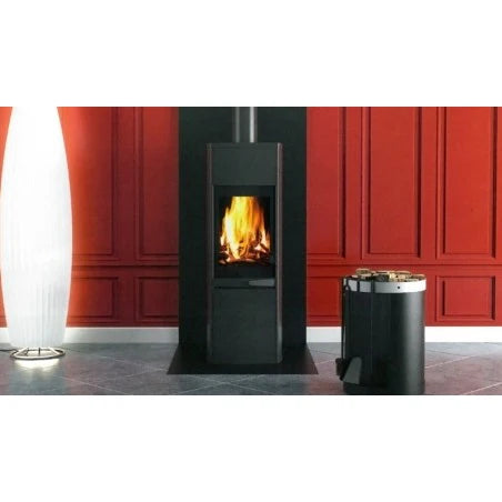 Juego de chimenea y almacenamiento de leña MAGNUM 2 en 1, blanco y negro